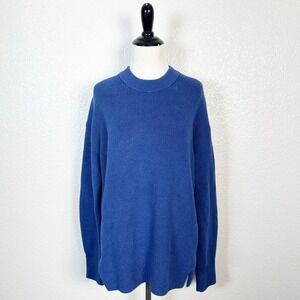 Lululemon Women's Merino Wool Blend Ribbed Crewneck Sweater in Blue Size 8